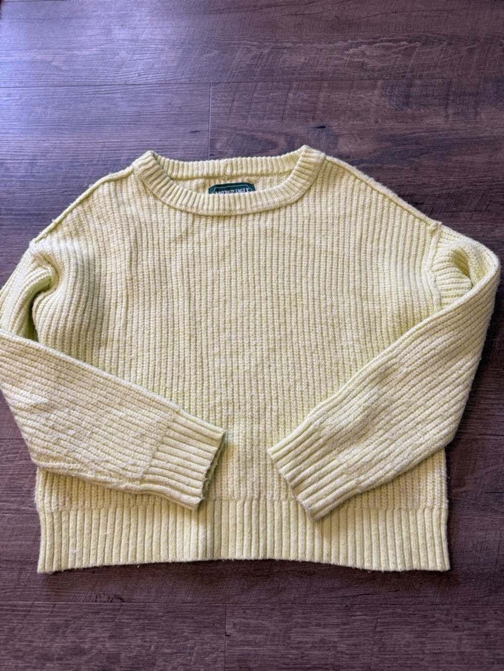 American Eagle Outfitters Yellow Ribbed Crewneck Sweater